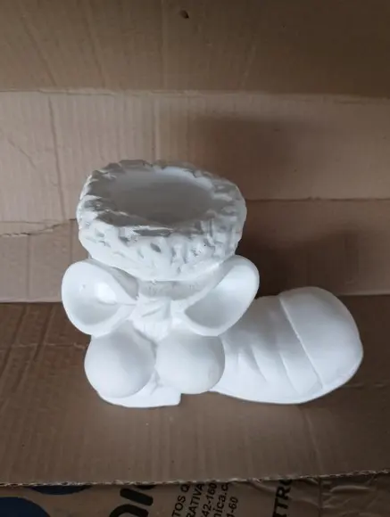 Bota de Natal Escultura Bota Decorada de Natal c/ Porta Vela