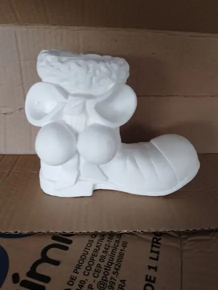 Bota de Natal Escultura Bota Decorada de Natal c/ Porta Vela