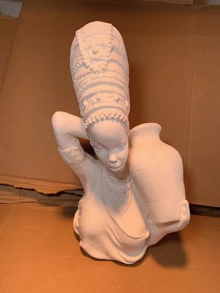 Busto Mulher Africana Imagem Baiana Negra do Pote Jarro Afro