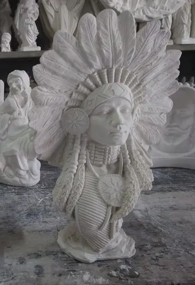 Busto Xamã Escultura Cabocla da Índia Xamã Imagem em Gesso