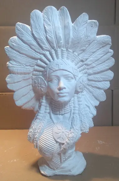 Busto Xamã Escultura Cabocla da Índia Xamã Imagem em Gesso