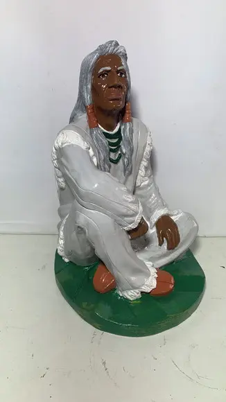 Caboclo Pajé Imagem Xamã Cacique Sentado Índio