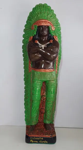 Caboclo Pena Verde Imagem Cacique Xamã Pena Verde 45cm