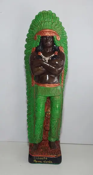 Caboclo Pena Verde Imagem Cacique Xamã Pena Verde 45cm