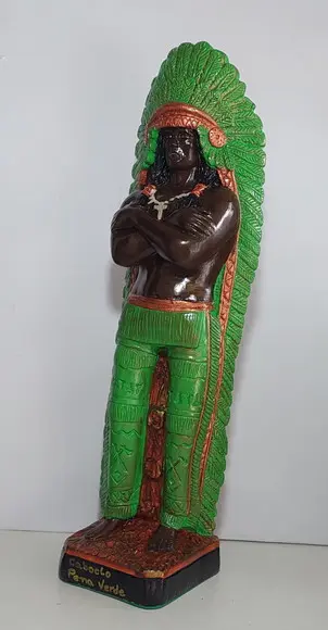 Caboclo Pena Verde Imagem Cacique Xamã Pena Verde 45cm