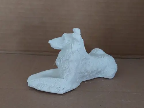 Cão Collie Lesse Imagem em Gesso Cru Carrocho Lese