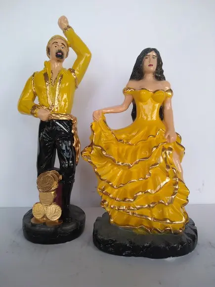 Casal de Ciganos Imagem Cigano Ouro Vladimir + Cigana Amor
