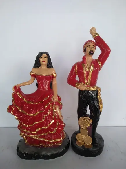 Casal de Ciganos Imagem Cigano Ouro Vladimir + Cigana Amor