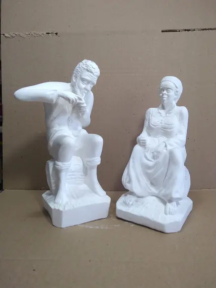 Casal Preto Velho 2 Imagem Preto Velho Separadas Gesso Cru