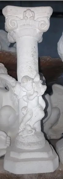 Castiçal Anjo Beta Imagem Anjos Escultura em Gesso Cru
