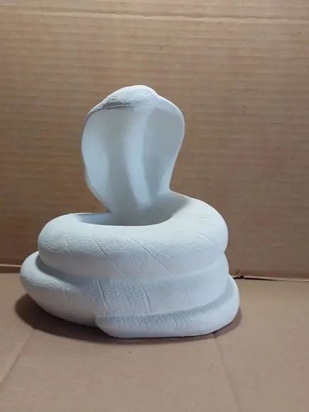 Cobra Naja Imagem Cobra Enrolada Naja Escultura em Gesso Cru