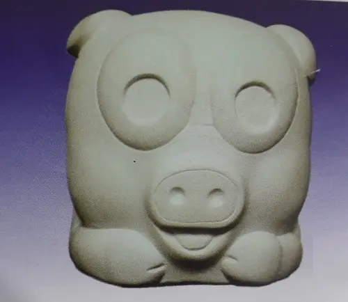 Cofre Rosto de Porquinho Imagem em Gesso Cru