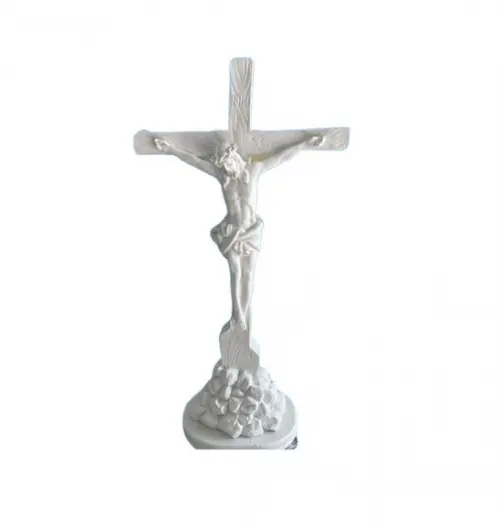 Crucifixo de Mesa Escultura em Gesso Crucifixo de Mesa