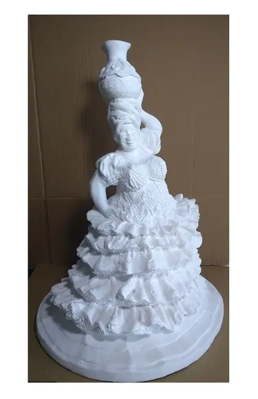 Escultura Baiana com Jarro Imagem em Gesso Cru para Pintar