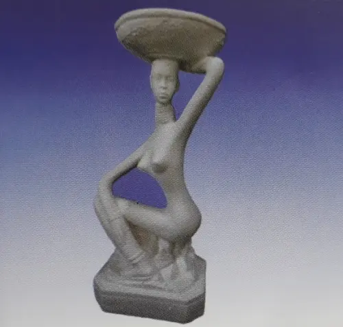 Escultura Baiana com Bacia Imagem em Gesso Cru para Pintar