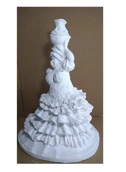 Escultura Baiana com Jarro Imagem em Gesso Cru para Pintar