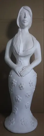 Escultura Baiana Margarida Imagem em Gesso Cru para Pintar