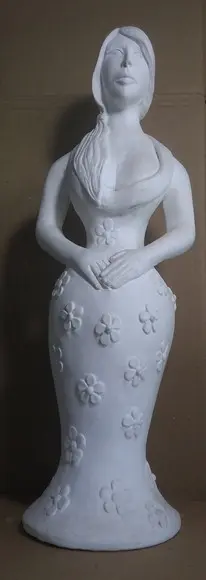 Escultura Baiana Margarida Imagem em Gesso Cru para Pintar