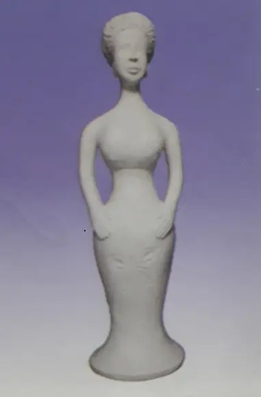 Escultura Baiana Rosa Imagem em Gesso Cru para Pintar
