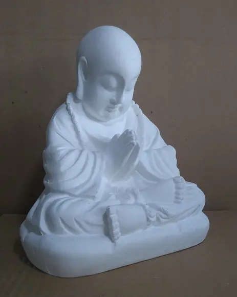 Escultura Buda com Terço Imagem em Gesso para Pintar