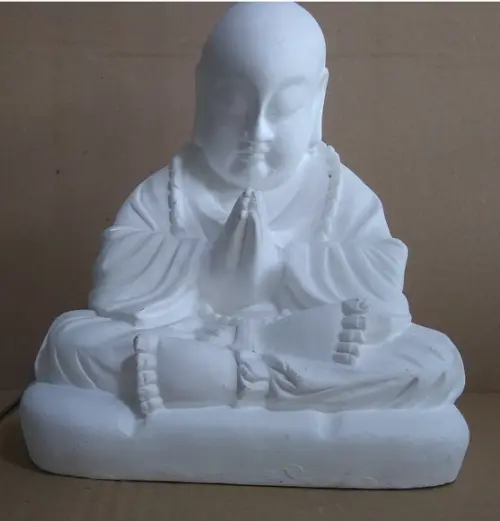 Escultura Buda com Terço Imagem em Gesso para Pintar