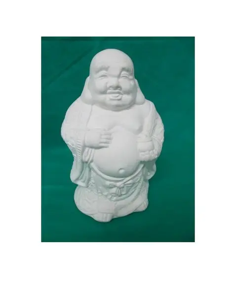 Escultura Buda Pote de Ouro Imagem em Gesso Cru para Pintar