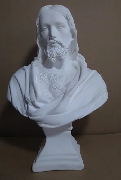 Escultura Busto Coração de Jesus Imagem em Gesso para Pintar