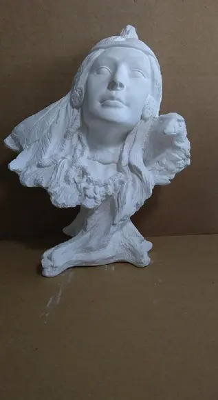 Escultura Busto de Índia Imagem em Gesso Cru para Pintar