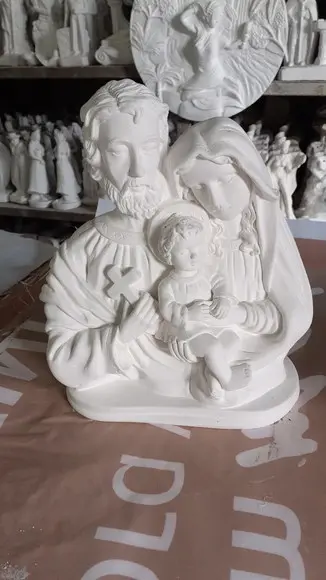 Escultura Busto da Sagrada Família em Gesso Cru para Pintar