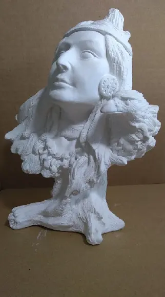 Escultura Busto de Índia Imagem em Gesso Cru para Pintar