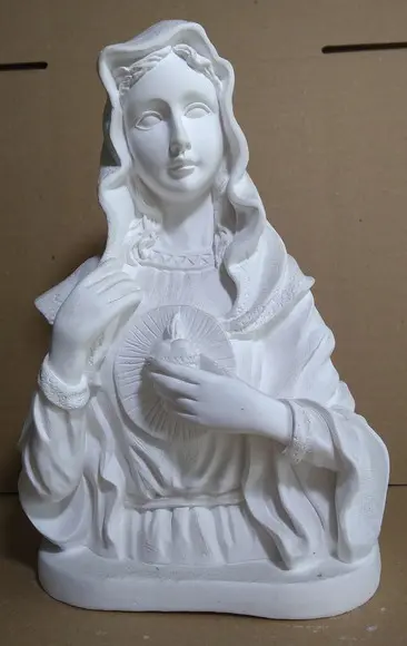 Escultura Busto Sagrado Coração de Maria Imagem Gesso Cru