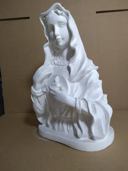 Escultura Busto Sagrado Coração de Maria Imagem Gesso Cru