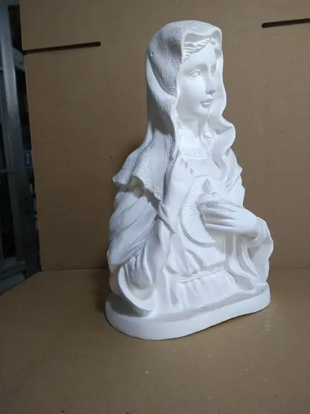 Escultura Busto Sagrado Coração de Maria Imagem Gesso Cru