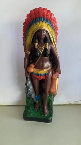 Escultura Cabocla Caçadora Imagem 100% em Gesso Natural