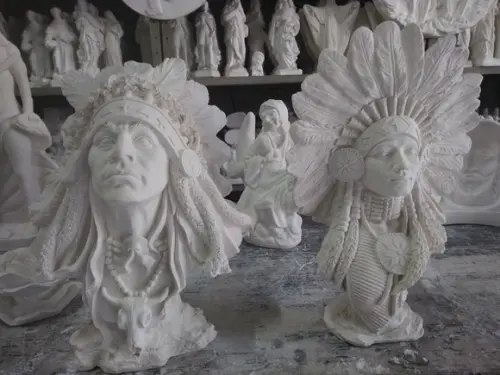 Escultura Busto Xama Casal de Caboclos Índio e Índia Xamã