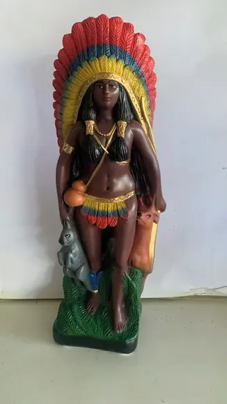 Escultura Cabocla Caçadora Imagem 100% em Gesso Natural
