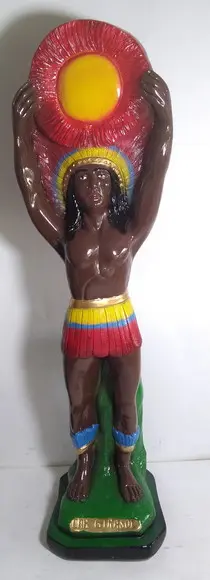 Escultura Caboclo Girassol Imagem Grande com 55cm Altura