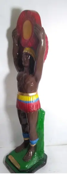 Escultura Caboclo Girassol Imagem Grande com 55cm Altura