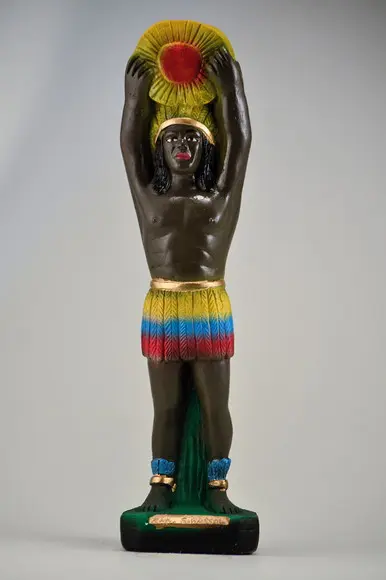 Escultura Caboclo Girassol Imagem Grande com 55cm Altura