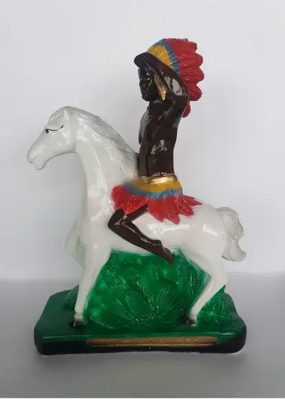 Escultura Caboclo Rompe Mato a Cavalo Imagem em Gesso Puro