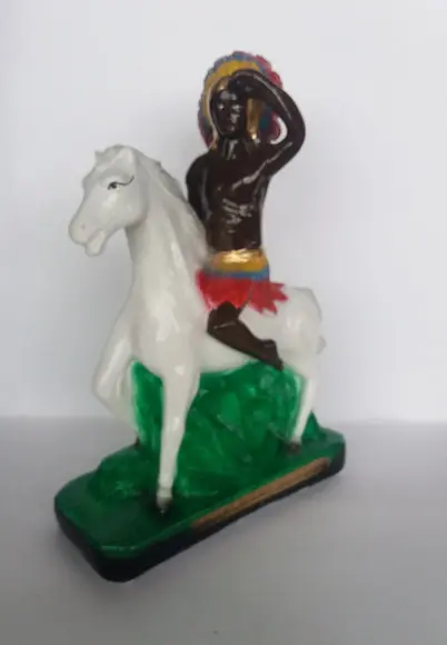 Escultura Caboclo Rompe Mato a Cavalo Imagem em Gesso Puro