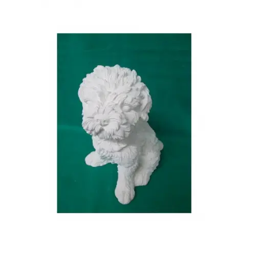 Escultura Cachorro Poodle Toy para Pintar em Gesso Cru