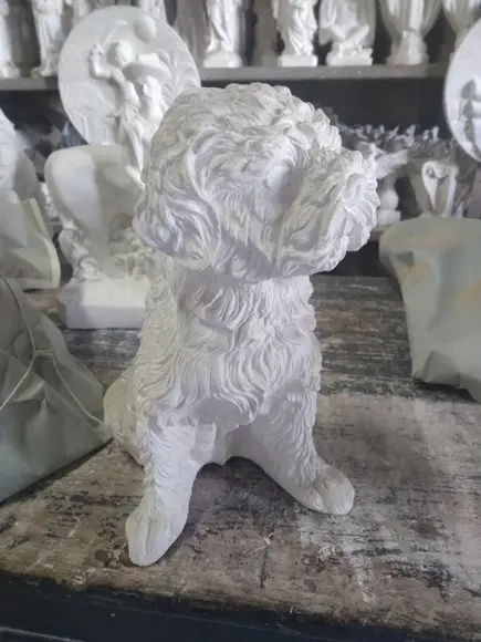 Escultura Cachorro Toy Imagem Cãozinho em Gesso Cru