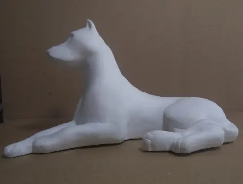 Escultura Cão Dobermann Imagem em Gesso Cru para Pintar