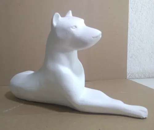 Escultura Cão Dobermann Imagem em Gesso Cru para Pintar