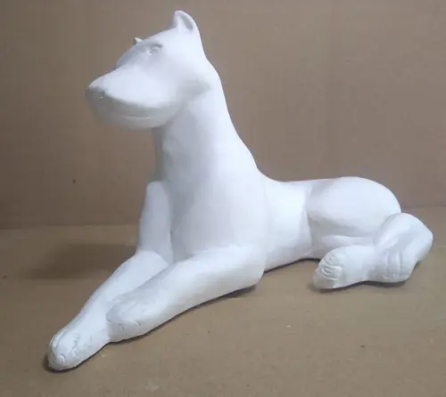 Escultura Cão Dobermann Imagem em Gesso Cru para Pintar