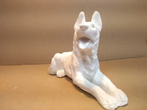 Escultura Cão Pastor Alemão Imagem em Gesso Cru para Pintar