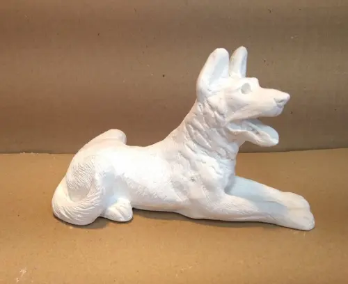 Escultura Cão Pastor Alemão Imagem em Gesso Cru para Pintar