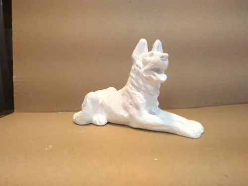 Escultura Cão Pastor Alemão Imagem em Gesso Cru para Pintar