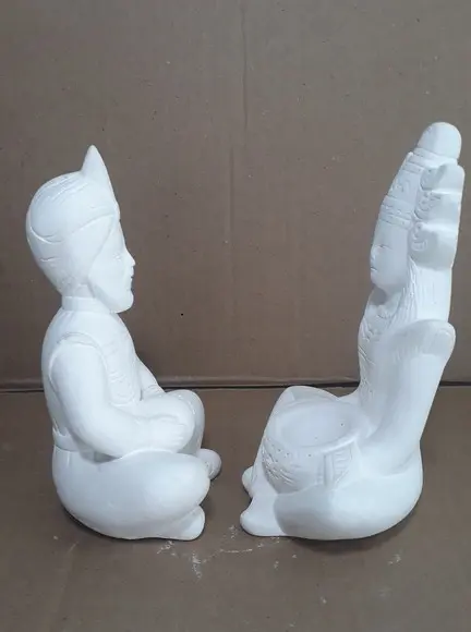 Escultura Casal de Marajá Imagem em Gesso Cru para Pintar